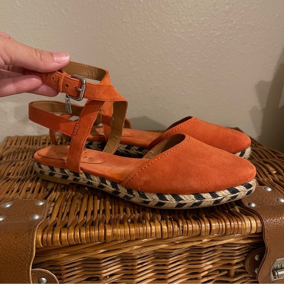 Coach Shoes - COACH Espadrille Shoes Women’s Sz 7 Coral Suede Ankle Strap Bohemian Colorful